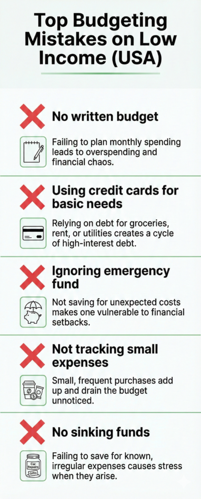 budgeting mistakes on low income in the USA
